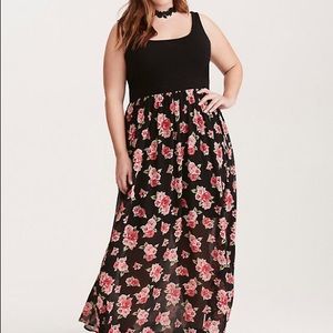Torrid floral chiffon skirt knit top maxi dress 2X